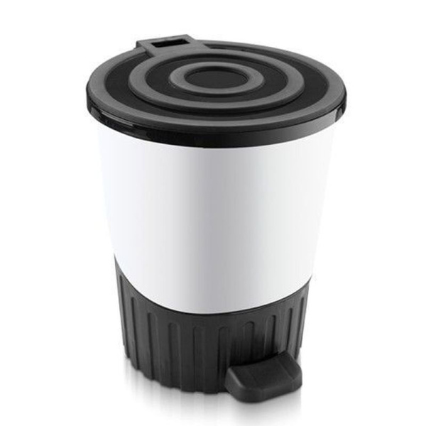 Контейнер для мусора 14л 280*325мм пластик ДУНЯ бело-черный с педалью (6)