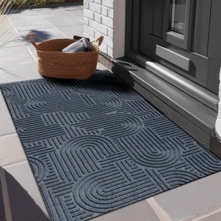 Коврик придверный 67*120см полиэстер/ПВХ влаговпитывающий ЛАБИРИНТ icarpet  с тиснением серый 01 S