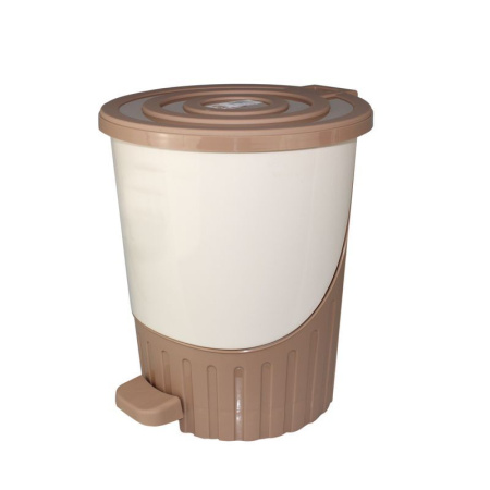 Контейнер для мусора 14л 280*325мм пластик ДУНЯ кофейный/молочный-кофейный с педалью (6)