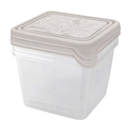 Набор контейнеров пищевых 3пр 750мл пластик Helsinki Artichoke квадратные пепельный жемчуг (36)