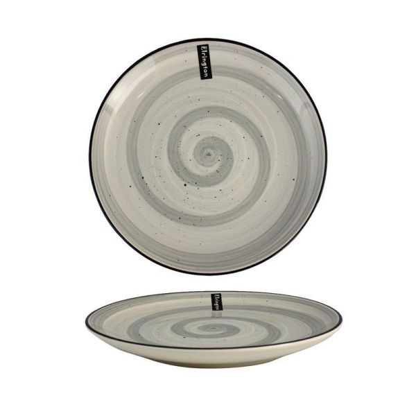 Тарелка мелкая 27см керамика Аэрография ГРАФИТОВЫЙ БРИЗ обеденная (6/24)