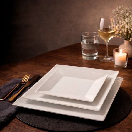 Тарелка мелкая 30см фарфор квадратная 12" JC-17829 (15)
