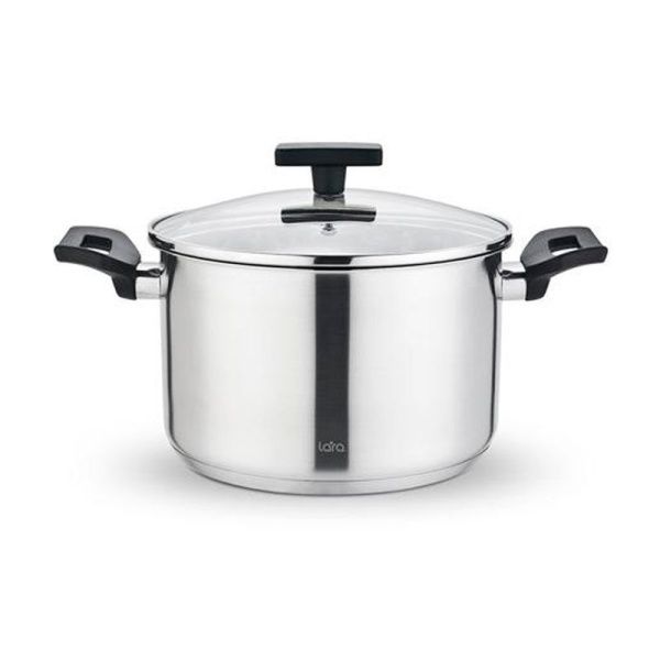 Кастрюля 3,9л нерж.сталь ВЕСТА стекл.крышка 20см h12,5см индукц.капс.дно LR02-248 (4)