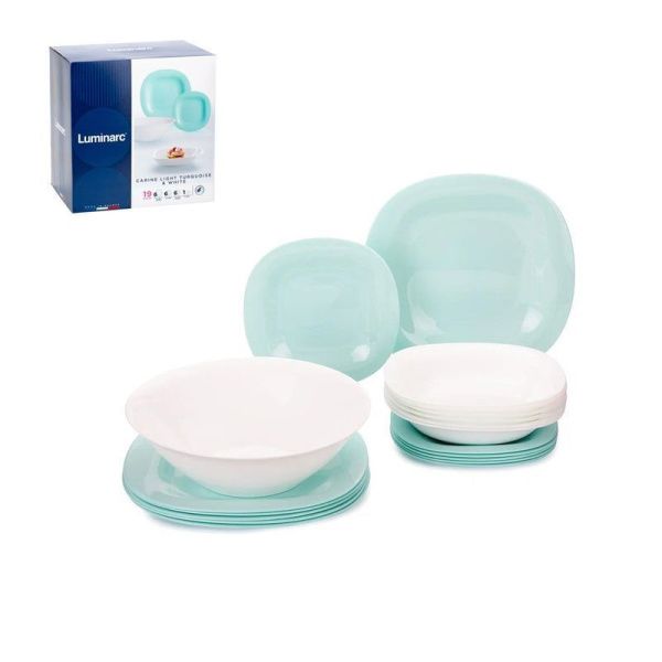 Столовый набор 19пр стеклокерамика КАРИН ЛАЙТ ТЮРКУАЗ&БЛАНК P7627 (1)