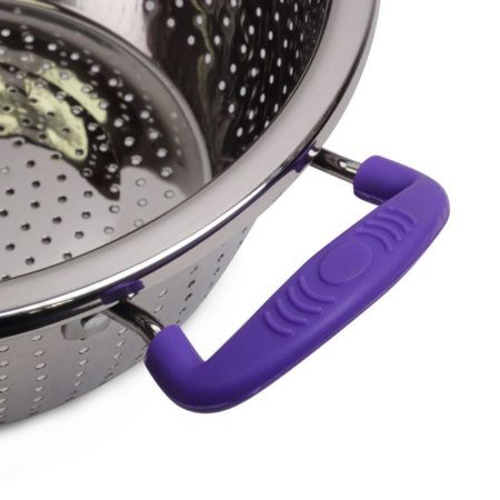 Дуршлаг 26см нерж.сталь с 2-мя силикон.ручками зеленый, красный, фиолетовый арт. 4359 (40)
