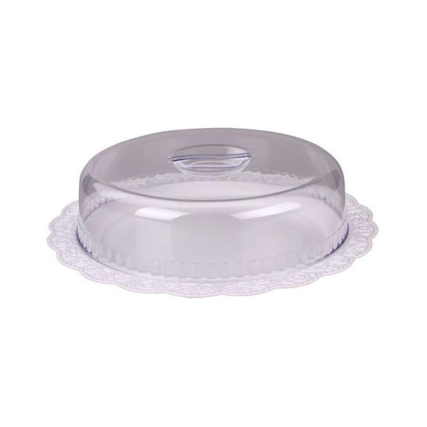 Блюдо 36*10см пластик НЕЖНОСТЬ круглое с крышкой (4)