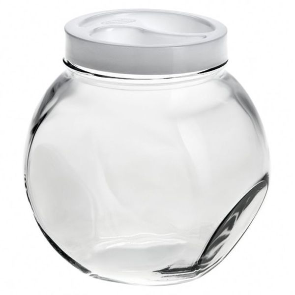 Банка для сыпучих продуктов 2,14л стекло БЕЛЛА с белой пласт. крышкой 43994 SLB (6)