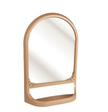 Зеркало настенное для ванной комнаты с полкой 13*38,5*59,5см пластик бежевое/св. бежевое (4)