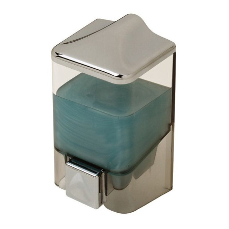 Дозатор для жидкого мыла 1л пластик прозрачный/хром 10,5*10,5*19см (30) ВЫВОД