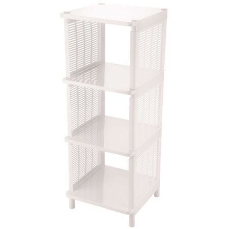 Этажерка прямая 4 секции 31,5*32,7*86см пластик ЛАЙТ белая (2)