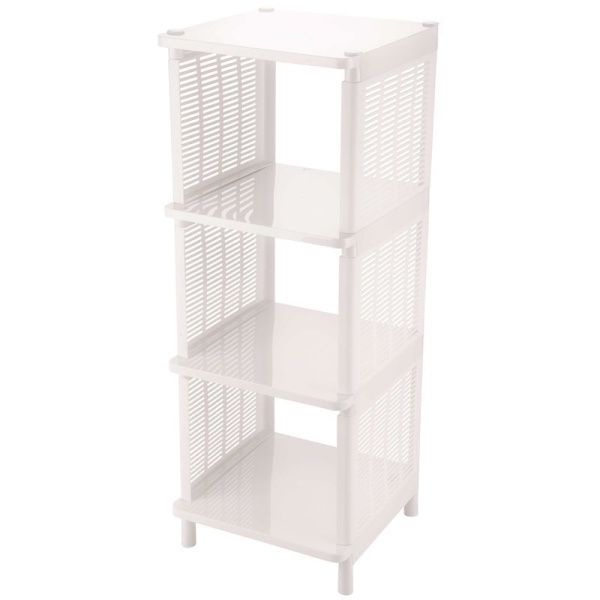 Этажерка прямая 4 секции 31,5*32,7*86см пластик ЛАЙТ белая (2)