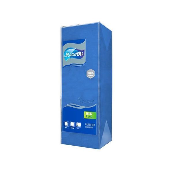 Салфетки бумажные Мягкоff Universal 400шт 24*24см синие (9)