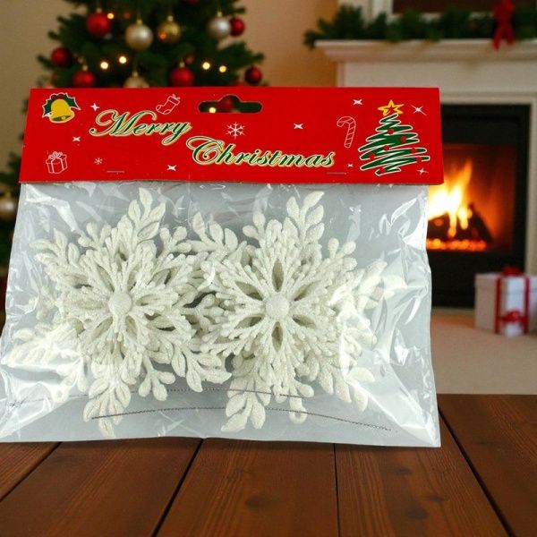 Игрушки новогодние на елку СНЕЖИНКА набор 2шт 12см пластик белый OSXM-24344/JC-16492 (400)