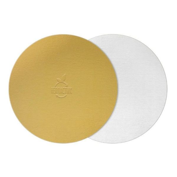 Подложка для торта усиленная картон 28см, толщ. 3,2мм золото/жемчуг, в коробке (60)