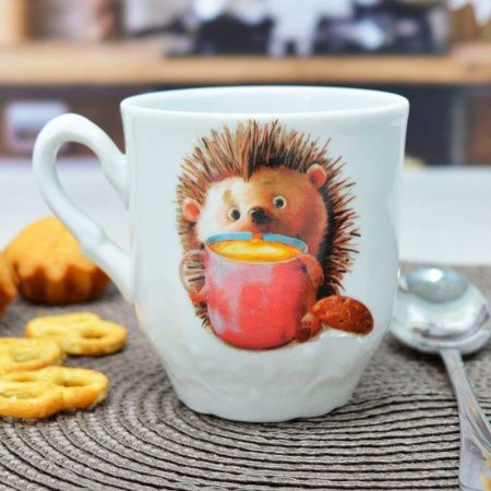 Кружка детская 250мл фарфор КРОХА Ежонок Школьная (24)