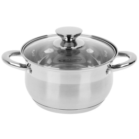 Кастрюля 4,2л нерж.сталь ДИАНА стекл.крышка d22см толщина стенок 0,5мм индукция KT-01-D-40 (4)
