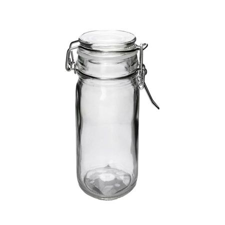 Банка для сыпучих продуктов 100мл стекло круглая с фиксатором JC-15962 (144)