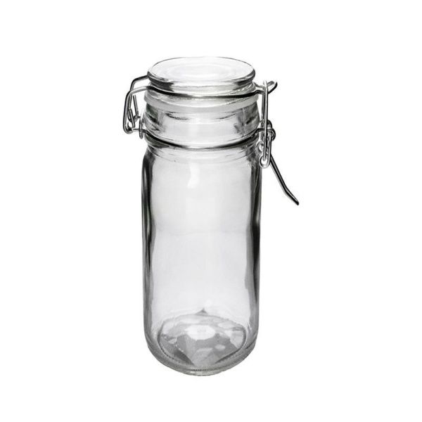 Банка для сыпучих продуктов 100мл стекло круглая с фиксатором JC-15962 (144)