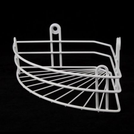 Полка угловая 1 ярусная металл глубокая белая с креплениями (вку-3.1.1) (5)