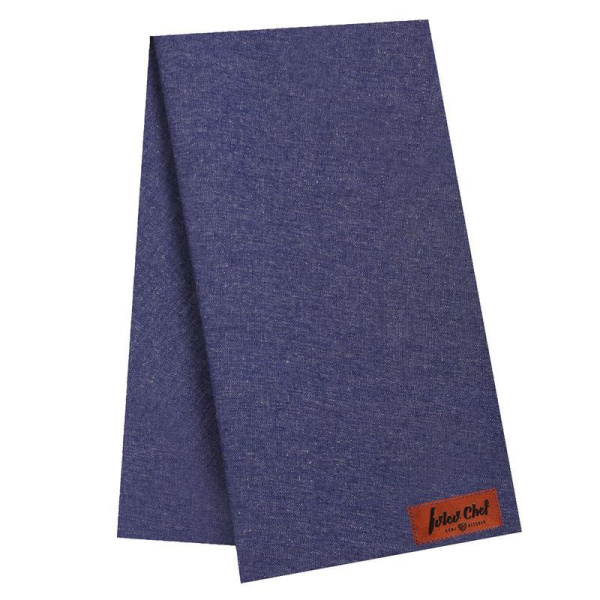 Полотенце кухонное 50*70см хлопок меланж с кожаными вставками IVLEV CHEF синий (180)