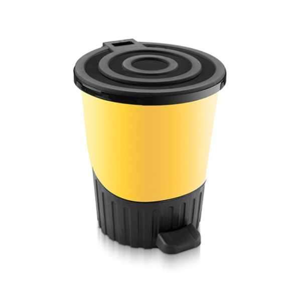 Контейнер для мусора 26л 335*395мм пластик ДУНЯ желтый с педалью (4)