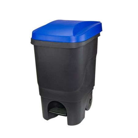Бак для мусора 60л 390*500*690мм пластик с педалью на колесах синий (1)