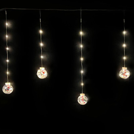 Гирлянда эл. Бахрома Шары 3*0,85м 110LED теплый белый 8 режимов шнур 1м цв.уп JC-15313 (30)