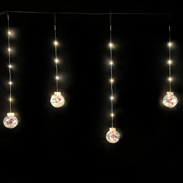 Гирлянда эл. Бахрома Шары 3*0,85м 110LED теплый белый 8 режимов шнур 1м цв.уп JC-15313 (30)