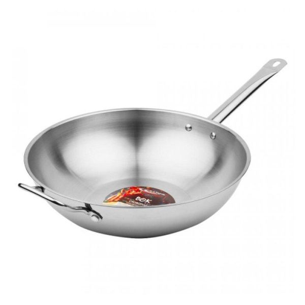 Сковорода-вок 6,9л 34см нерж.сталь ОБЩЕПИТ без крышки толщ.0,8мм индукц.дно ТРС КТ-ОБ-ВН-34 (3)