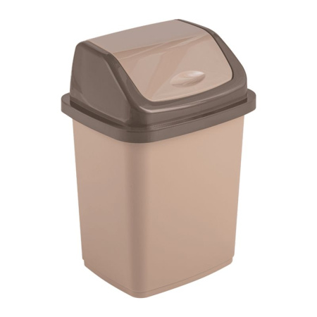 Контейнер для мусора 10л 24,5*19,5*27,5см пластик КОМФОРТ капучино с подвижной крышкой (18)