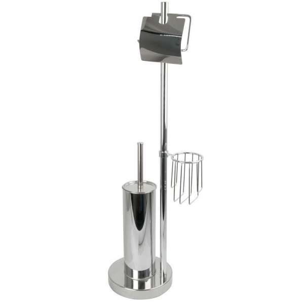 Ершик туалетный на мет.подставке с держателем для туалетной бумаги h80см d19см хром JC-10789 (10)