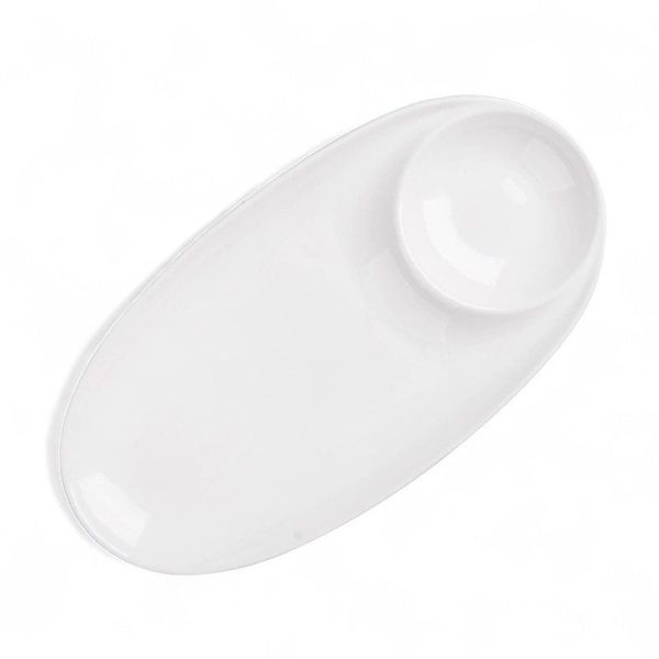 Тарелка овальная с соусником 38см фарфор 15" 55 JC-17797 (25)