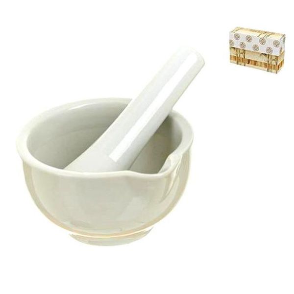 Ступка с пестиком 8*5см пестик 9,5см фарфор Naturel подар.уп. (72)