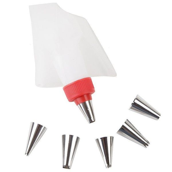 Набор кондитерский 6 насадок, мешок 12*12*25см нерж.сталь/полипропропилен (288)