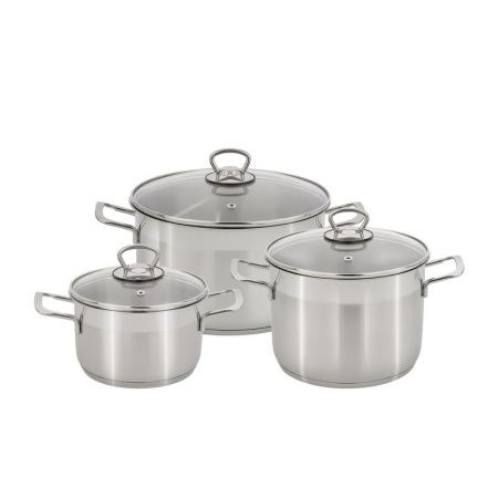 Набор кастрюль 3пр 1,4/2,1/3,2л нерж.сталь СОФИЯ со стекл.крышками арт.9901-901-0 (8)