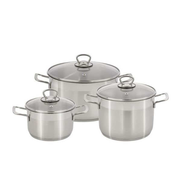 Набор кастрюль 3пр 1,4/2,1/3,2л нерж.сталь СОФИЯ со стекл.крышками арт.9901-901-0 (8)