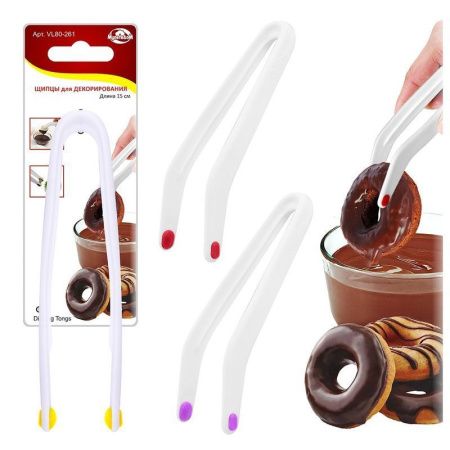 Щипцы кулинарные 15см пластик 3 цвета для декорирования (12/144)