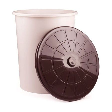 Бак универсальный 100л 550*670мм пластик бежевый с крышкой (3)