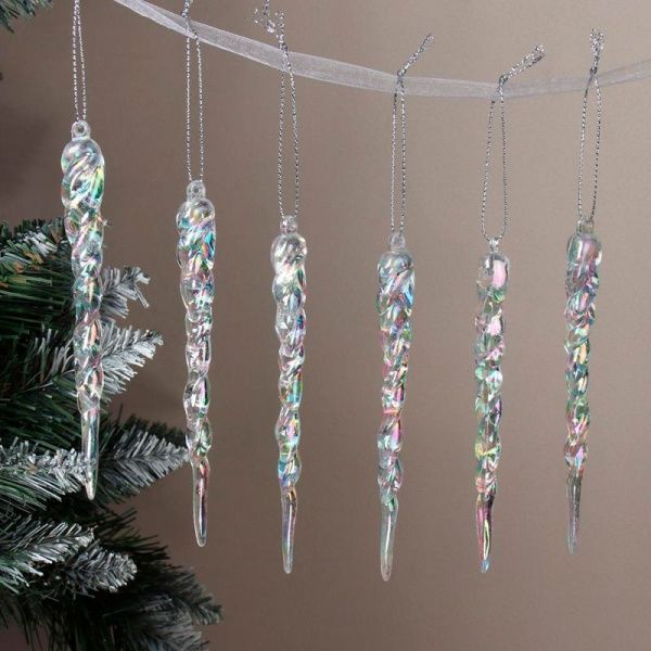 Украшение новогоднее Сосулька 6шт 12*1,5см пластик LF-LSL23086 (480)