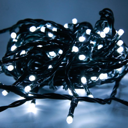 Гирлянда эл. уличная 10м 100LED холодный белый, с коннектором-переходником JC-16613 (20)