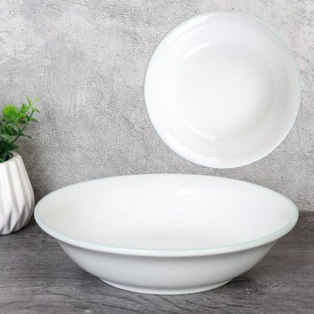 Тарелка глубокая фарфор 420мл белая с окантовкой BL-82 (60)