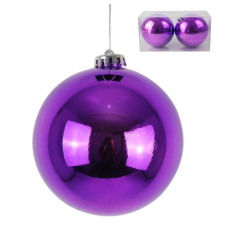 Игрушки новогодние на елку ШАР набор 2шт 12см блестящий (фиолет) (50)