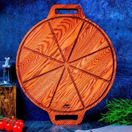 Доска для пиццы 35*2см дуб круглая с ручками подар.уп. TIMBERRY (1)