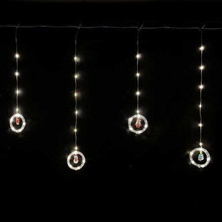 Гирлянда эл. Бахрома Кольца 3*0,85м 110LED теплый белый 8 режимов шнур 1м цв.уп JC-15314 (50)