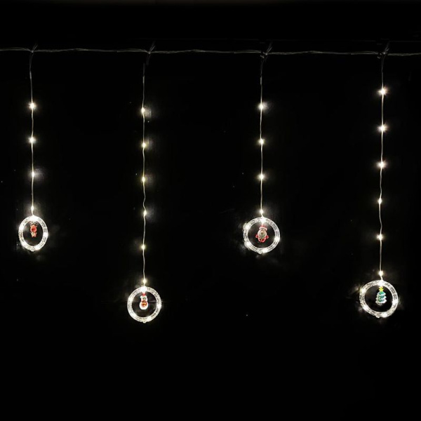 Гирлянда эл. Бахрома Кольца 3*0,85м 110LED теплый белый 8 режимов шнур 1м цв.уп JC-15314 (50)