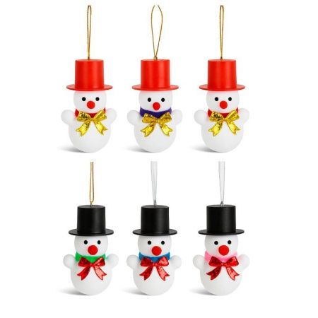 Игрушки новогодние на елку СНЕГОВИКИ набор 6шт 7см пенопласт/текстиль СВ24-162/JC-16741 (360)