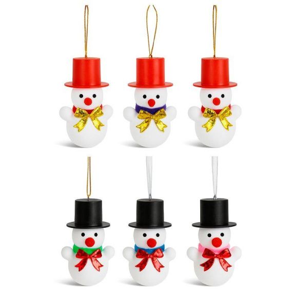 Игрушки новогодние на елку СНЕГОВИКИ набор 6шт 7см пенопласт/текстиль СВ24-162/JC-16741 (360)