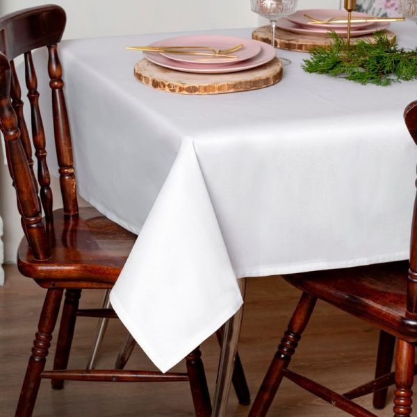 Скатерть 150*110см полиэстер 75% хлопок25% ГЛАДЬ белая 3425-05