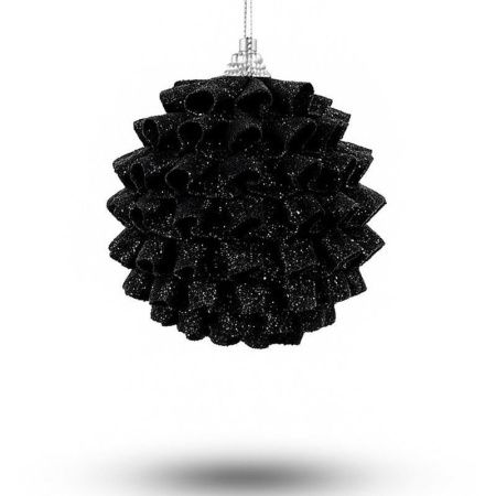 Игрушка новогодняя на елку ШАР 10см пластик ажурный черный JC-15012 (216)