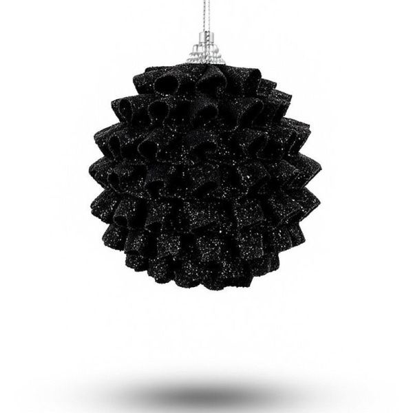 Игрушка новогодняя на елку ШАР 10см пластик ажурный черный JC-15012 (216)